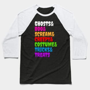 Halloween Words Baseball T-Shirt